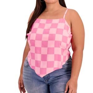 Grayson Threads Pink Plaid Checkered Bandana Camisole Top 2X Y2K Cowgirl Western